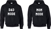 Set papa en mama hoodies | Set hoodies dad mode en mom mode | Setje truien voor vader en moeder | Te bestellen in de maten s, m, l, xl en xxl | Bekendmaking zwangerschap | Cadeau v