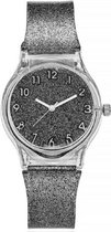 Glitter horloge - zwart - kinderen/ tieners - 33 mm - I-deLuxe verpakking