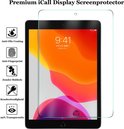 Transparante screenprotector op een tablet met een kleurrijk achtergrondschermafbeelding. Links staan iconen met teksten.