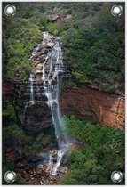 Tuinposter –Waterval in de Bossen – 40x60cm Foto op Tuinposter (wanddecoratie voor buiten en binnen)