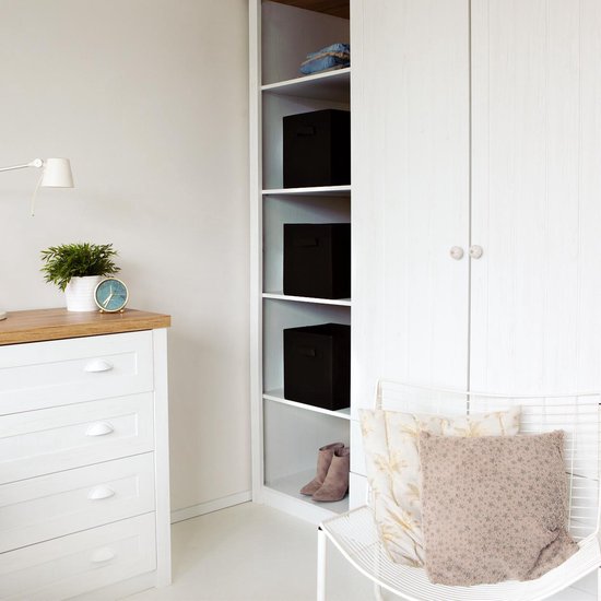 LifeGoods Organiseurs d'armoires - Ensemble : 6 pièces - Boîte de rangement multifonctionnelle/Boîte/Panier/Pochettes - Système de rangement Vêtements/Chaussettes/Sous-vêtements/Jouets/Salle de bain/Cuisine - 20 L - Noir