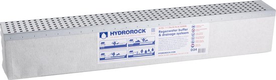 Lijngoot - Afvoergoot - Hydroblob -Hydrorock LG34 - complete lijngoot met verzinkt stalen rooster- drainage - geen leidingwerk nodig - makkelijke plaatsing - voorkomen van wateroverlast(15x20x120 cm)