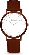 Colori Essentials 5 COL589 Horloge - Siliconen Band - Ø 40 mm - Donker Bruin