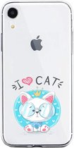 Apple Iphone XR transparant siliconen katten hoesje - I love cat