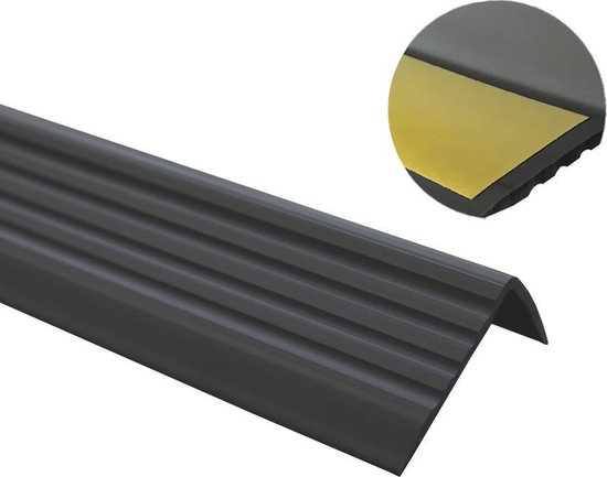 PVC -ANTISLIP TRAPPROFIEL -ZELFKLEVEND ZWART P2ND 41X25 mm X 110 cm X (set  van15 stuks ) | bol.com