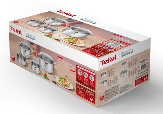 Tefal Duetto+ Pannenset - 4-delig - Geschikt voor Inductie - RVS - Met Deksel