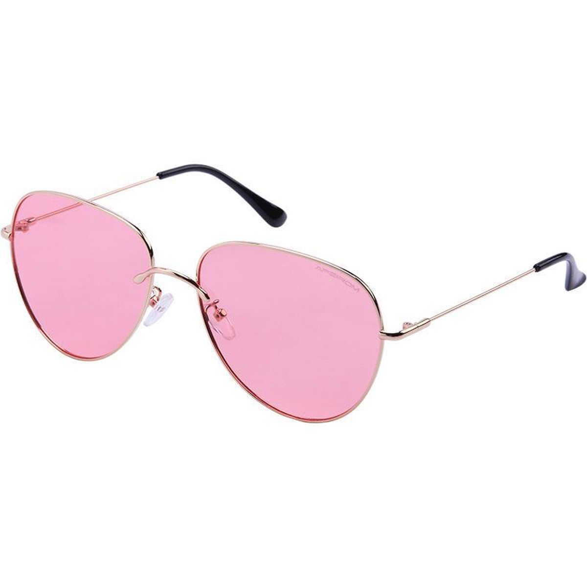 Nihao Todos HD 1.1mm Polarized lens - Gold Plated Metal Anti-Allergisch Frame - Roze base Lens - Beweegbare neusvleugels - UV400