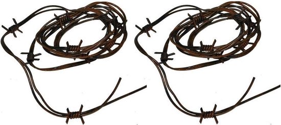 Nep decoratie prikkeldraad - 2x - 2,5 meter - Carnaval/Halloween/horror thema versiering