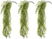 3x Kunstplanten groene ficus hangplant/tak 80 cm UV bestendig - Nepplanten/neptakken - Ficus klimop