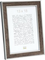 Deknudt Frames fotolijst S40JE3 - bruin met zilverbies - 18x24 cm
