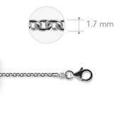 Jewels Inc. - Anker Ketting met Karabijnsluiting - 1.7mm Dik - Lengte 60cm - Gerhodineerd Zilver 925
