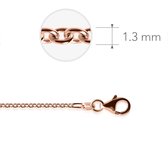 Jewels Inc. - Anker Ketting met Karabijnsluiting - 1.3mm Dik - Lengte 50cm - Ros̩goud Verguld Zilver 925
