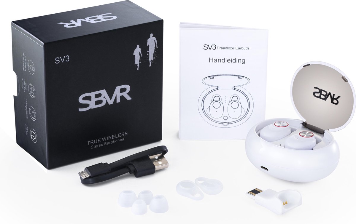 SBVR SV3 - Bluetooth 5.0 In Ear Sport oordopjes - IP55 Waterdicht - Wit |  bol.com