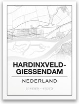 Poster/plattegrond HARDINXVELD-GIESSENDAM - 30x40cm