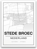 Poster/plattegrond STEDE-BROEC-NEDERLAND - 30x40cm