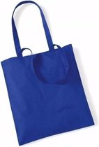 80x Katoenen schoudertasjes kobaltblauw 42 x 38 cm - 10 liter - Shopper/boodschappen tas - Tote bag - Draagtas