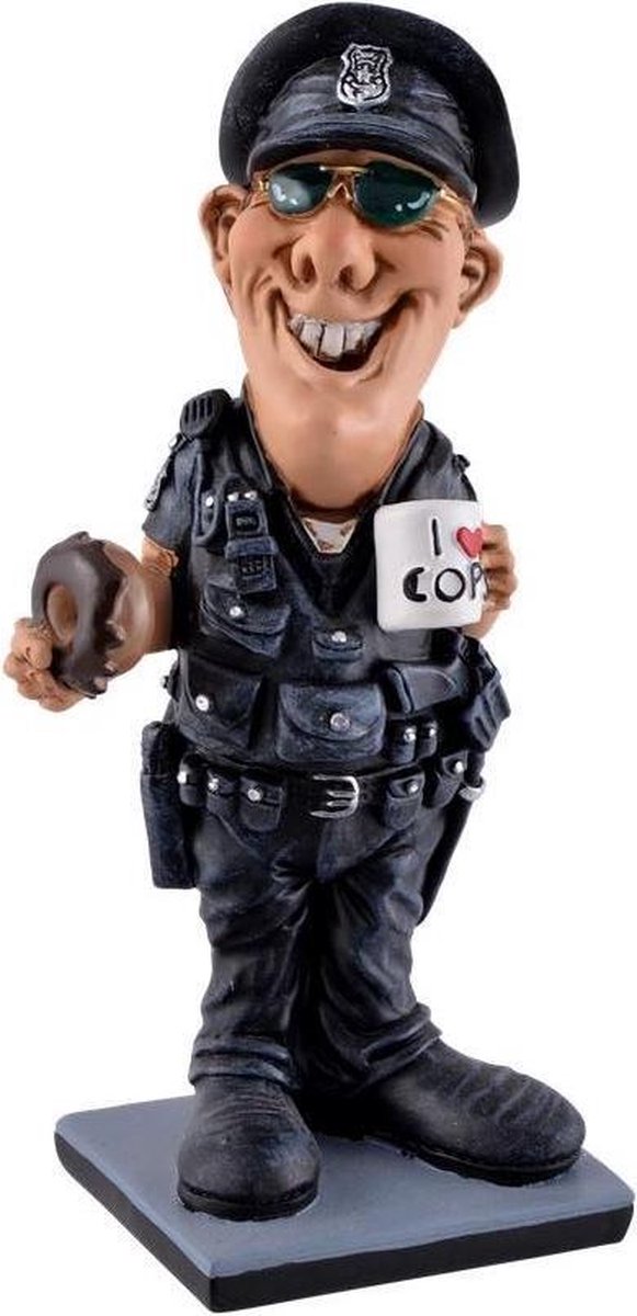 Figurine Drôle Professions Police avec moustache qui émet un ticket -  Taille 7x7x15 cm