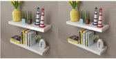 Wandplanken 4 st 60 cm wit (incl. vloerviltjes)