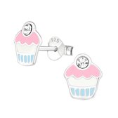 Joy|S - Zilveren cupcake oorbellen - pastel