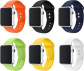 Eyzo Wearablebandje - 6-pack Siliconen Apple 42 / 44 mm bandje voor de iWatch 1, 2, 3, 4, 5, 6 & SE - Vervangende Horlogebandjes - Small 42 mm