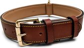 Brute Strength - Luxe leren halsband hond - Bruin - L - (46 - 53 cm) x 3,5cm