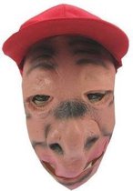 Rubber masker met pet Rond gezicht en opstaande neus