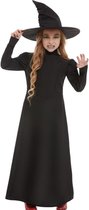 SMIFFY'S - Effen zwarte heksen outfit voor meisjes - 128/140 (7-9 jaar)