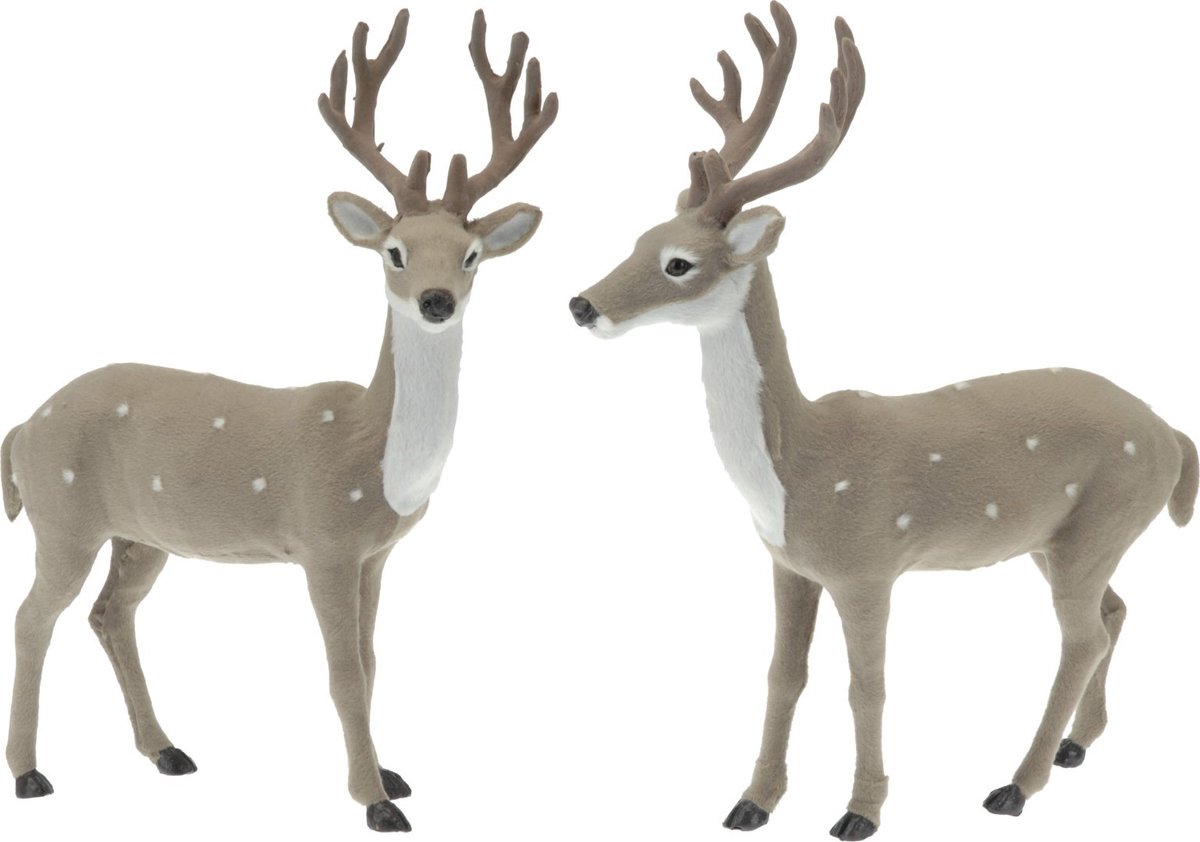 Hert - 34x8x37 cm - taupe - Bont