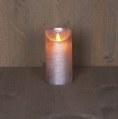 Batterijverlichting kaars wax rustiek met bewegende vlam zilver 15 cm Anna's Collection