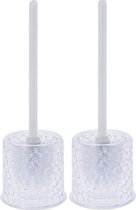 2x Transparante toiletborstel houder met druppels 37 cm - Toiletborstelhouders/wc-borstelhouders voor toilet - Schoonmaakproduct