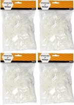 4x Witte spinnenraggen decoratie 20 gram - Halloween/horror versiering/decoratie