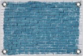 Tuinposter –Blauw Geschilderde Muur– 90x60cm Foto op Tuinposter (wanddecoratie voor buiten en binnen)