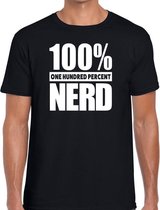 100% percent nerd tekst t-shirt zwart voor heren - honderd procent  nerd shirt L