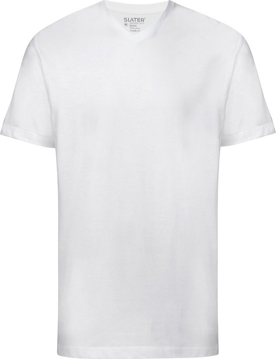 Wit Slater T-shirt met V-hals en korte mouwen.