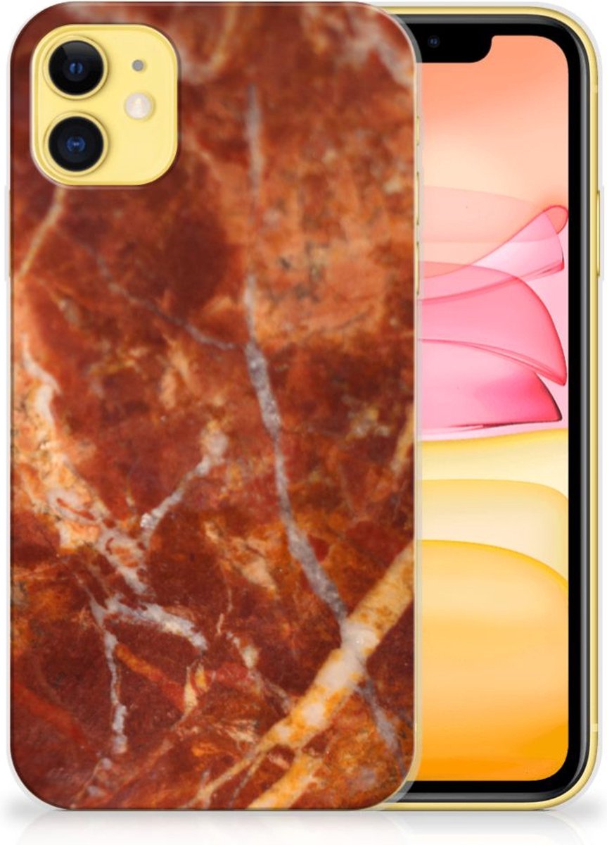 Back Cover voor Apple iPhone 11 TPU Siliconen Hoesje Marmer Bruin