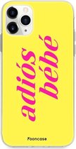 Fooncase Hoesje Geschikt voor iPhone 11 Pro Max - Shockproof Case - Back Cover / Soft Case - Adios Bebe / Geel & Roze