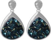 Biba oorbellen hanger met gemarmerde inleg - blauw