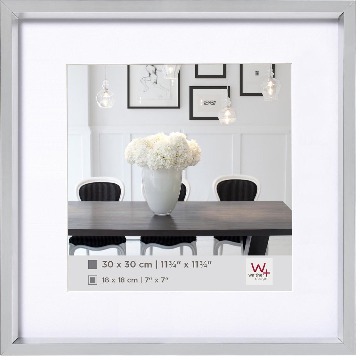 Walther Steel Style - Kunststof lijst - Fotoformaat 30x30 cm - Zilver