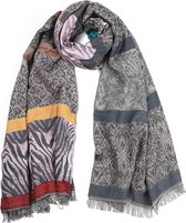 Dielay - Sjaal met Dierenprint - Acryl - 190x67 cm - Grijs