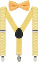 Fako Fashion® - Bretelles pour enfants avec nœud papillon - Points - 65cm - Jaune