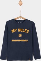 Tiffosi-jongens-shirt, longsleeve-Eder-My rules or nothing-kleur: blauw, oker geel-maat 152