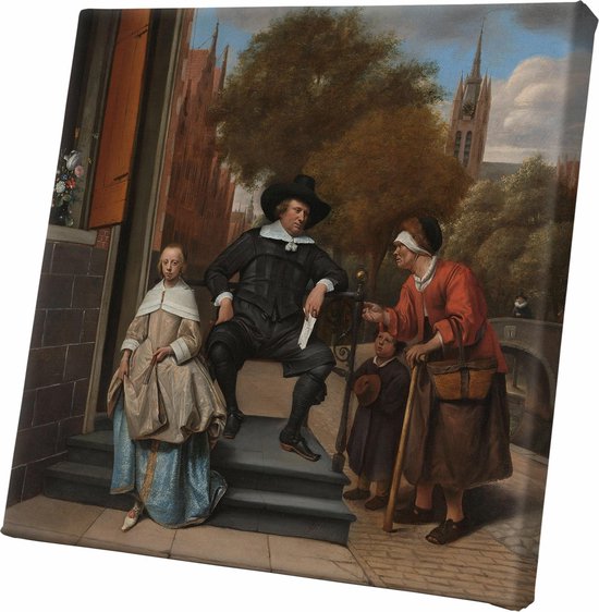 Portret van Adolf en Catharina Croeser aan de Oude Delft | Jan Steen | Wanddecoratie | 60 CM x 60 CM | Canvas | Foto op canvas | Oude Meesters