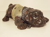 Beeldje Bulldog Droopy Eyes - Hond - Polystone - Liggend - 18 x 11 x 6 cm