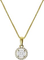 Lucardi - Diamond Luxury - 14 Karaat geelgouden ketting entourage met diamant