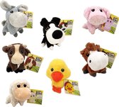 7 Boerderij knuffels bighead 10 cm set voor kinderen (o.a. paard/ koe)