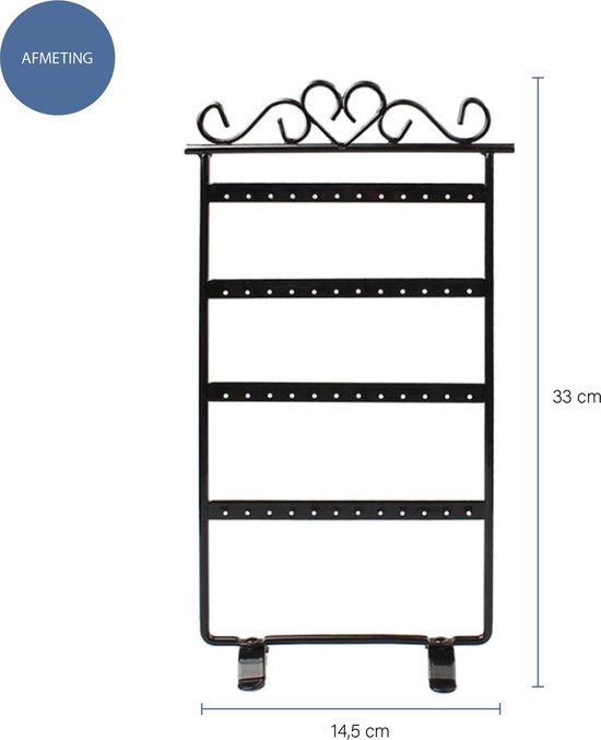 Oorbellenrekje / Sieradendisplay voor 24 paar oorbellen / 48 gaatjes / Sieradenstandaard - Zwart