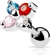 Tragus piercing bloem regenboog kleur