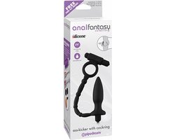Anal Fantasy Ass-Kicker - Buttplug en Cockring - Zwart - Ø 30 mm