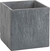 Mica Decorations slate bloempot vierkant cement lichtgrijs maat in cm: 15 x 15 x 15 - GRIJS