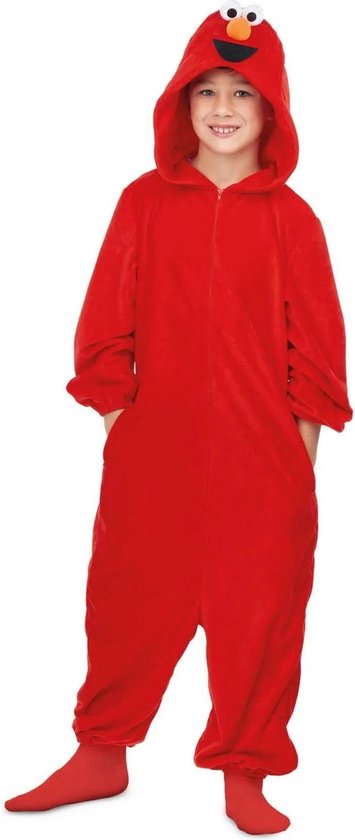 Elmo onesie | Sesamstraat | licentie kostuum voor kinderen | 7-9 jaar